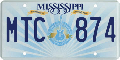 MS license plate MTC874