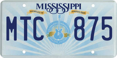 MS license plate MTC875