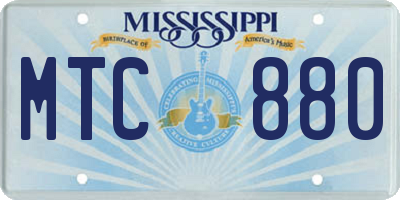 MS license plate MTC880