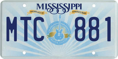 MS license plate MTC881