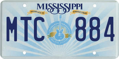 MS license plate MTC884