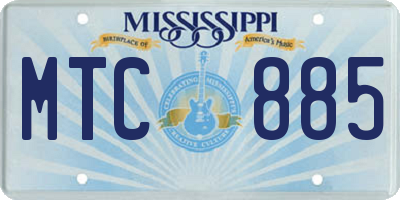 MS license plate MTC885