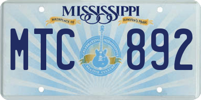 MS license plate MTC892