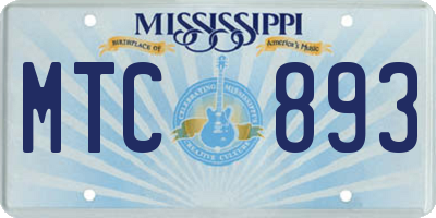 MS license plate MTC893