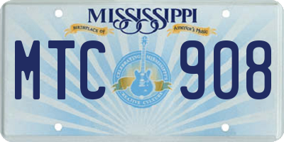 MS license plate MTC908