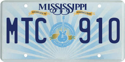 MS license plate MTC910
