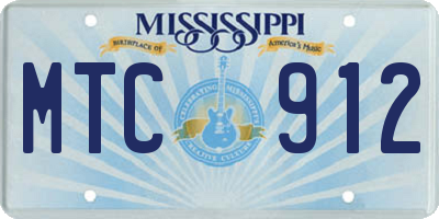 MS license plate MTC912