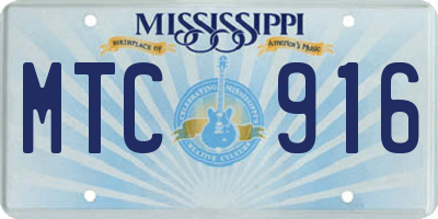 MS license plate MTC916