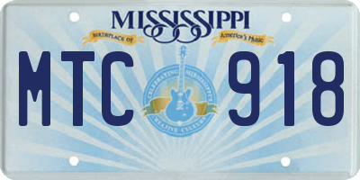 MS license plate MTC918