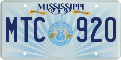 MS license plate MTC920