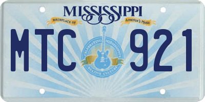 MS license plate MTC921