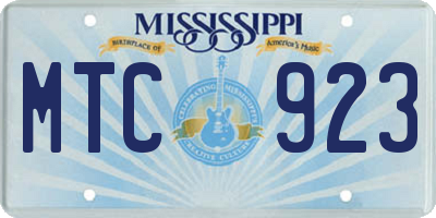 MS license plate MTC923