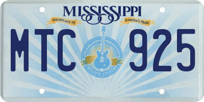 MS license plate MTC925