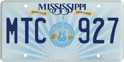 MS license plate MTC927