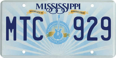 MS license plate MTC929
