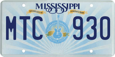 MS license plate MTC930