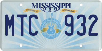 MS license plate MTC932