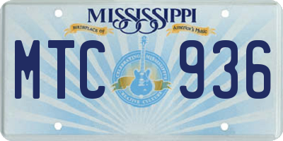 MS license plate MTC936