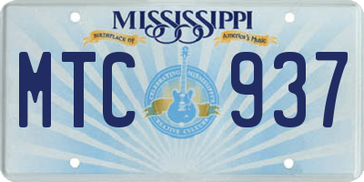 MS license plate MTC937