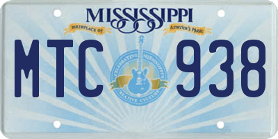 MS license plate MTC938