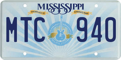 MS license plate MTC940