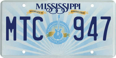 MS license plate MTC947