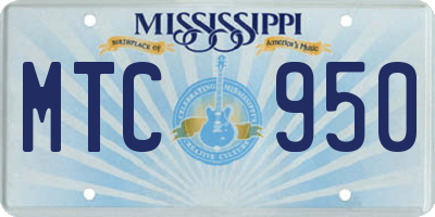 MS license plate MTC950