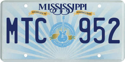 MS license plate MTC952