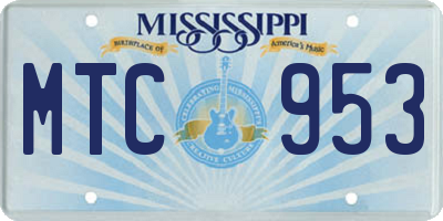 MS license plate MTC953