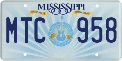 MS license plate MTC958