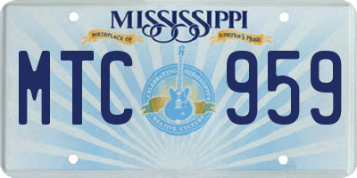 MS license plate MTC959