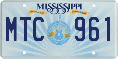 MS license plate MTC961