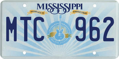 MS license plate MTC962