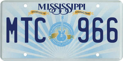 MS license plate MTC966