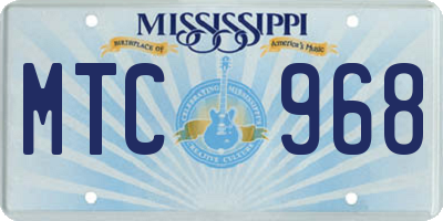 MS license plate MTC968
