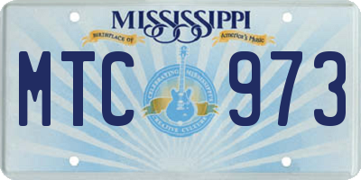 MS license plate MTC973