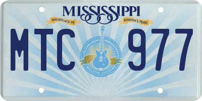 MS license plate MTC977