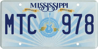 MS license plate MTC978