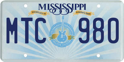 MS license plate MTC980