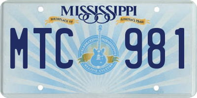 MS license plate MTC981