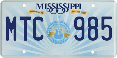 MS license plate MTC985