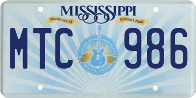 MS license plate MTC986