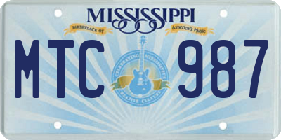 MS license plate MTC987
