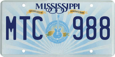 MS license plate MTC988