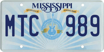 MS license plate MTC989
