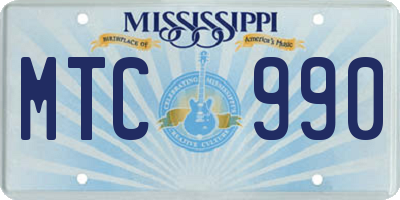 MS license plate MTC990