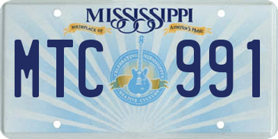 MS license plate MTC991