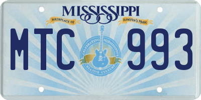 MS license plate MTC993