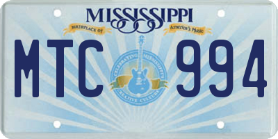 MS license plate MTC994