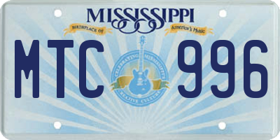 MS license plate MTC996